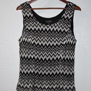 Kasper‎ Sleeveless Formal wear Shell Top Black Ivory Shimmer Size 18 SLIMMING